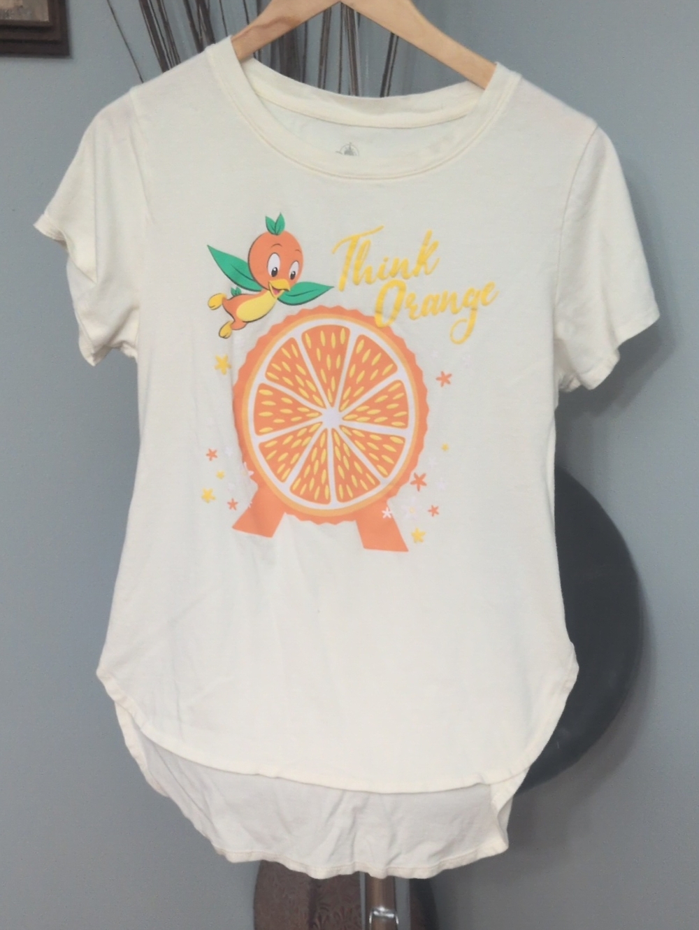 Disney Parks "Think Orange" Epcot Flower & Garden Festival Orange Bird Cream Tee